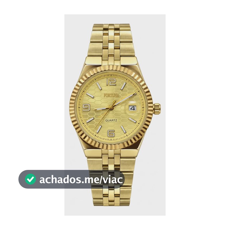 Relógio De Pulso Masculino Fortuna Old Money Minimalista Dourado Cx Dourada
