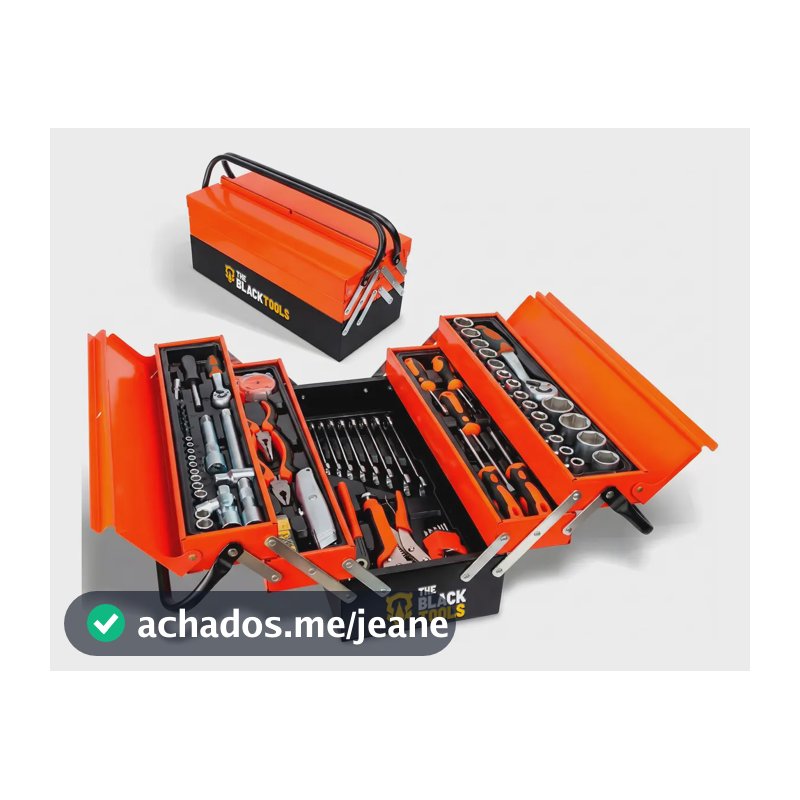 Caixa De Ferramentas Sanfonada 85 Peças 5 Gavetas Profissional Metálica Cor Vermelho Ttb85 The Black Tools