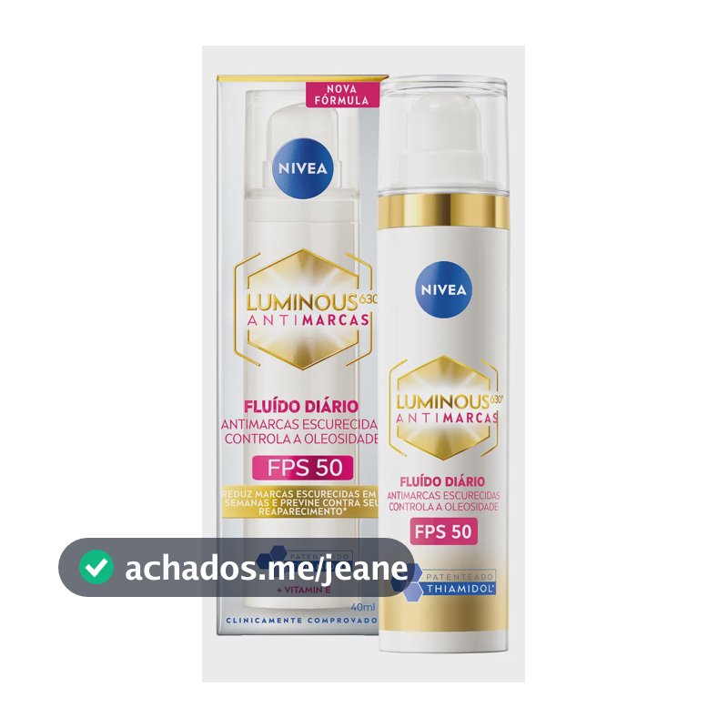 NIVEA LUMINOUS 630® Fluido Facial Antimarcas FPS 50 40ml, Previne e Reduz Marcas Escurecidas, Proteção UVA/UVB, Pele Uniforme