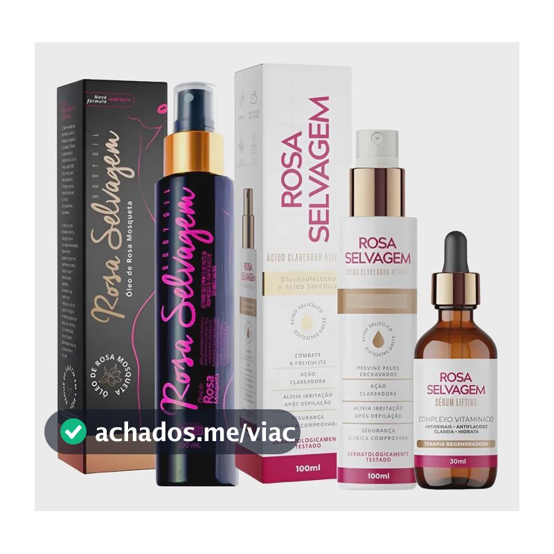 Kit Óleo Clareador + Ácido Clareador + Sérum - Rosa Selvagem