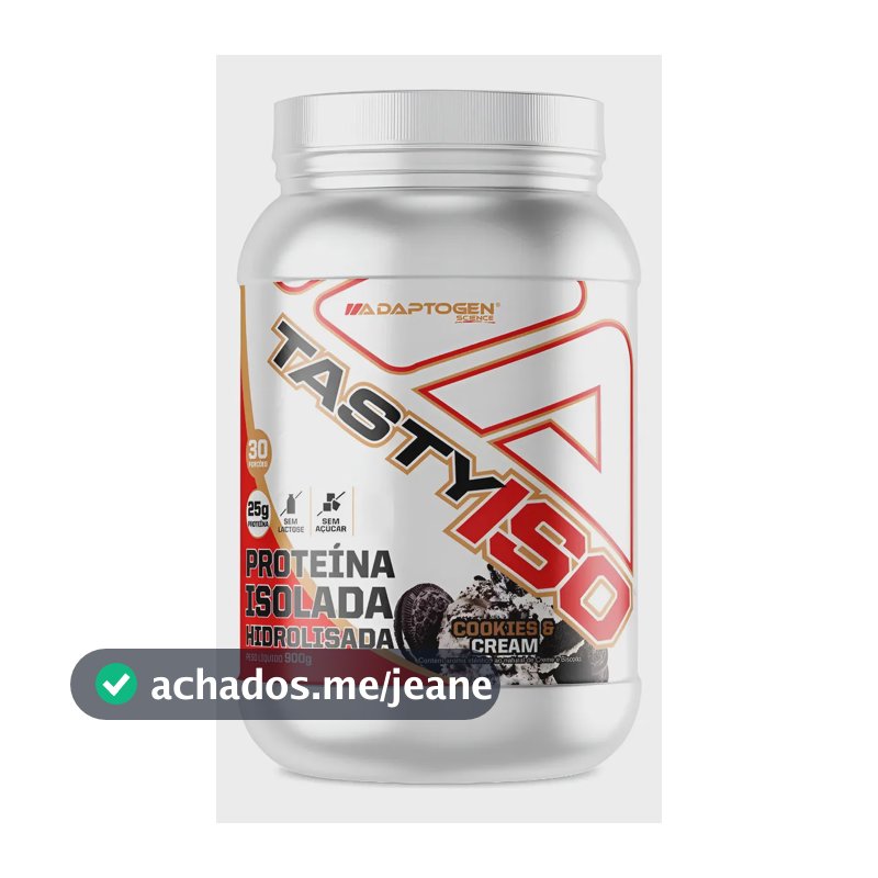 Tasty Iso Whey Isolado Zero Lactose 900g Adaptogen Science Sabor Cookies & Cream