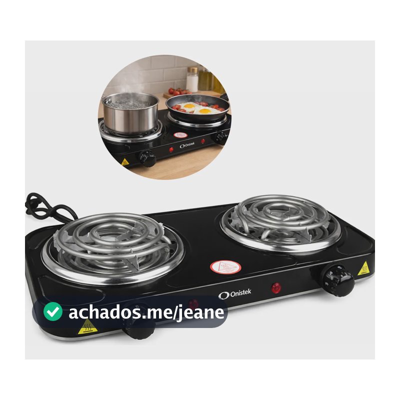 Fogão Elétrico Duplo Portátil Cooktop Duas Bocas Com Grade Preto 220v