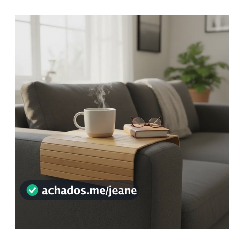Kit 2 Apoio De Braço Para Sofá Em Bambu Porta Objeto Esteira Bandeja De Sofa Madeira Natural