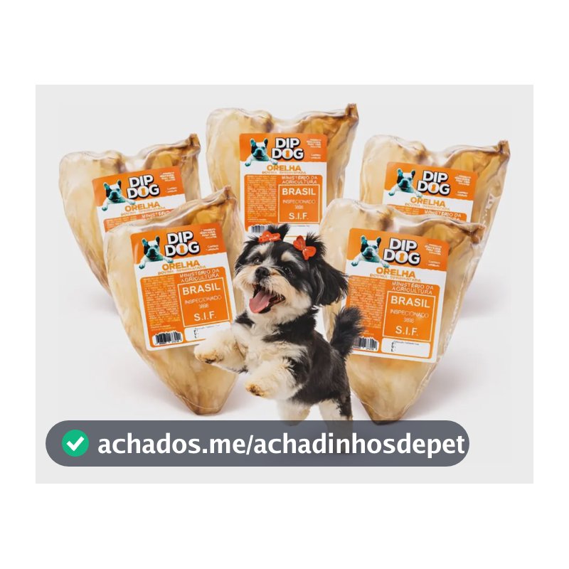 Kit 5 Mordedor Pet Para Cães Orelha Bovina Natural Dip Dog Cor Marrom