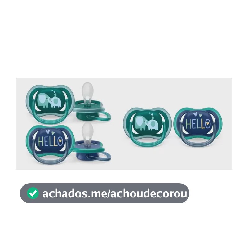 Kit 2un Chupeta Ultra Air 18m+ Menino Philips Avent Verde Azul +18 Meses