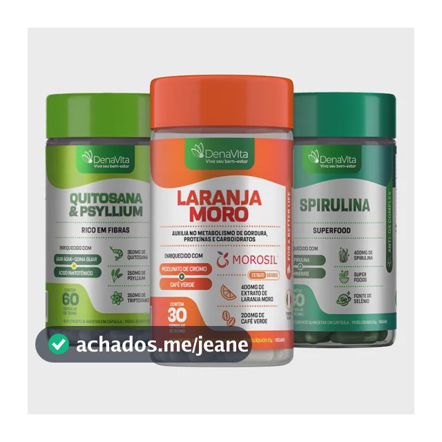 Kit Morosil + Quitosana E Psyllium + Spirulina - Denavita Morosil 30 Caps - Spirulina 30 Caps - Quitosana E Psyllium 60 Caps - Denavita.