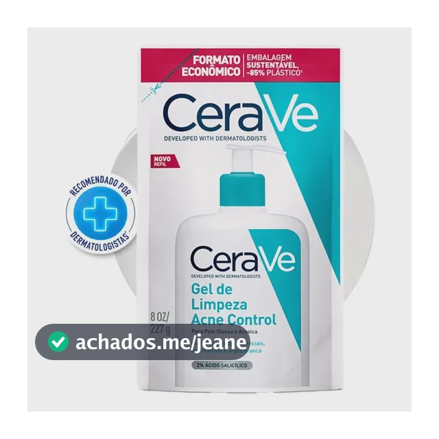Refil Gel de Limpeza Facial Antiacne Pele Oleosa, Acne Control CeraVe, 227g
