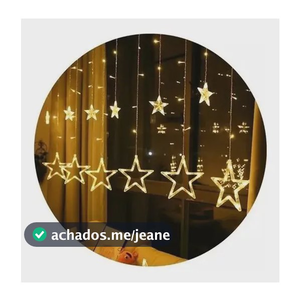 Cascata Led Estrela Dourada Quente 138l 8 Funções 220v Natal Dourado