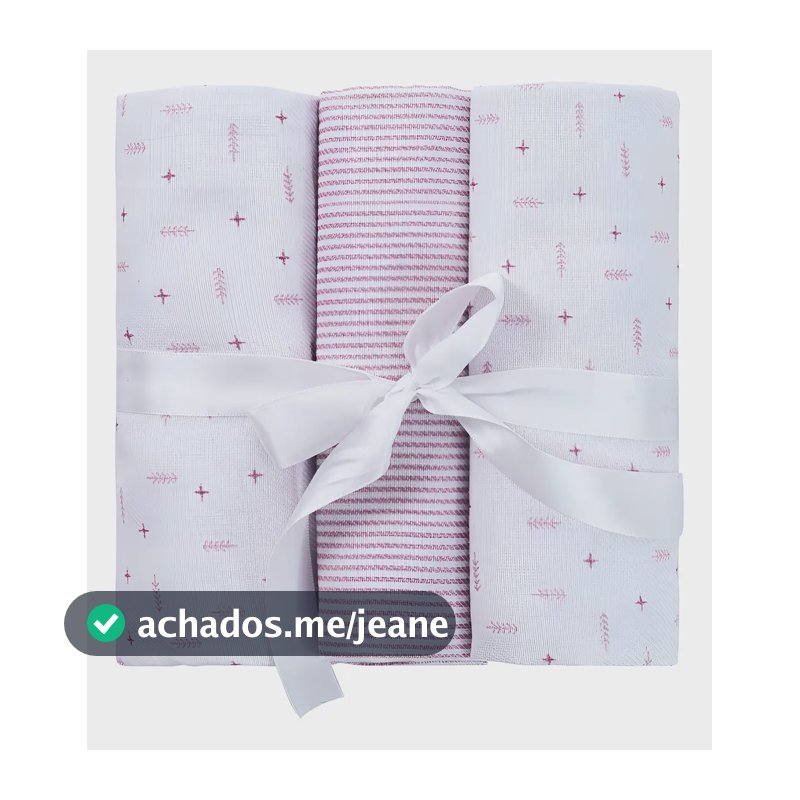 Cueiro Para Bebê Flanelado 03 Unidades Baby Joy Clássicos Cor Rosa