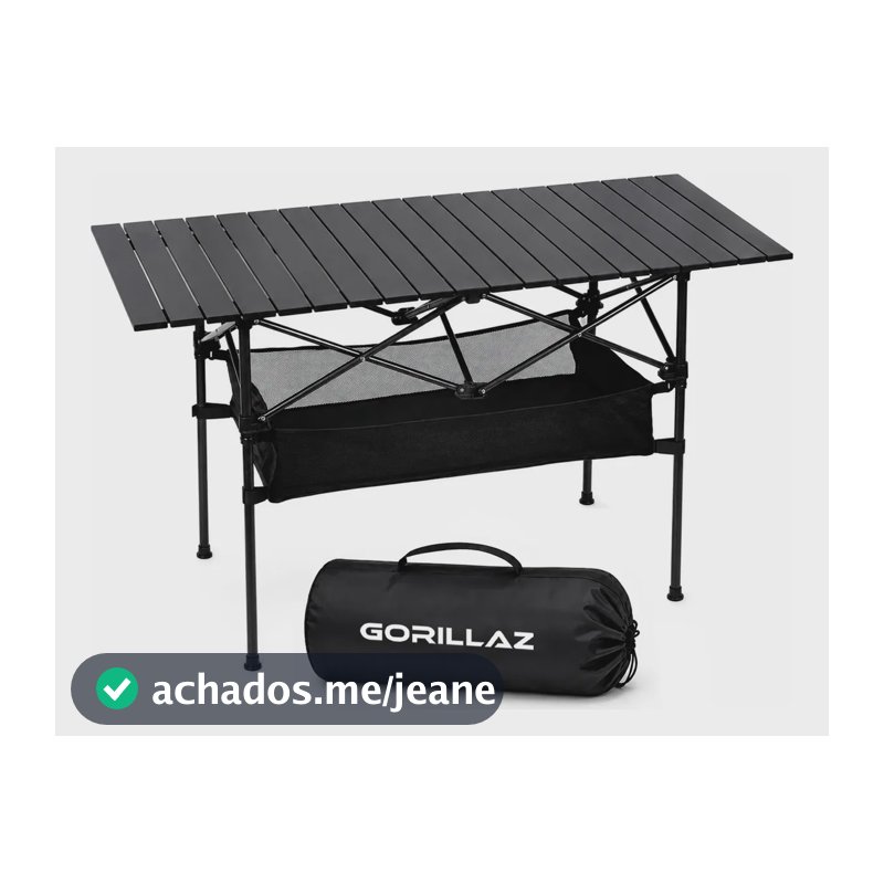 Mesa Dobrável Para Camping Portátil Vira Mala Desmontável  Preto