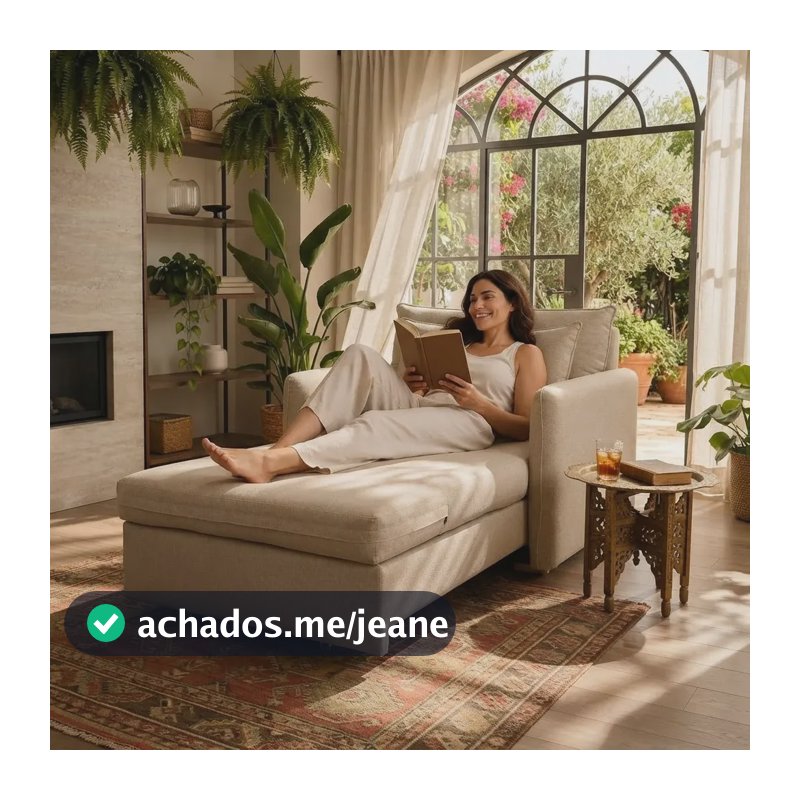 Poltrona Cama Retrátil Linho D28 Abre 1,95m 120kg Bege Liso