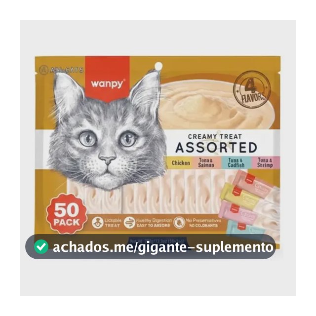 Petisco Para Gatos Wanpy Creamy Sabores Sortidos Saco C/50un