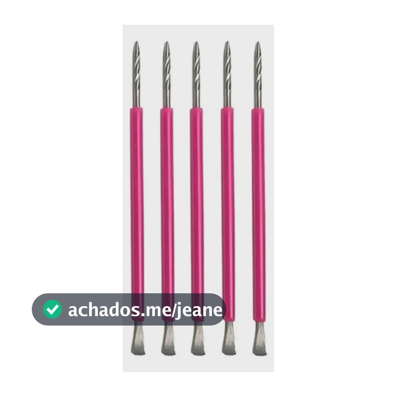 Kit 5 Palito Duplo Cutícula Manicure Pedicure Silicone Inox