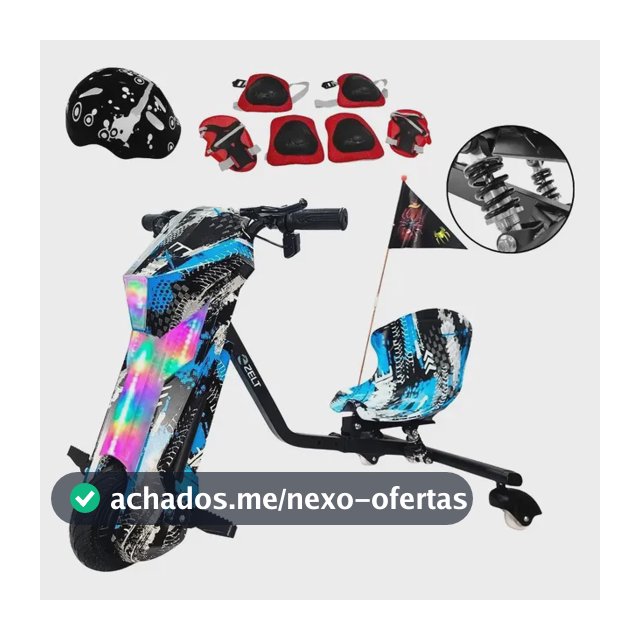 Triciclo Patinete Drift Com Amortecedor Roda Grande 8 Pol Elétrico 36v 20km/h Até 120kg Azul Zelt