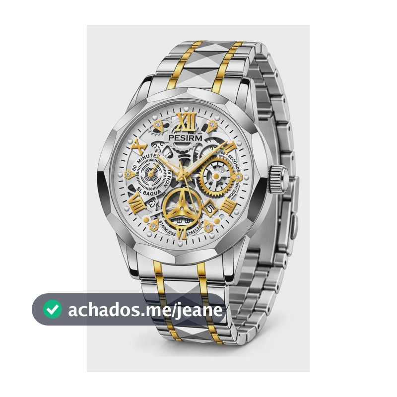 Relógio Masculino De Pulso Analógico Quartzo Com Data 41mm Prata E Dourado Prateado