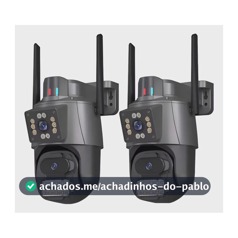 Kit 2 Câmera Segurança Ip App Icsee Lente Dupla Cor Preto