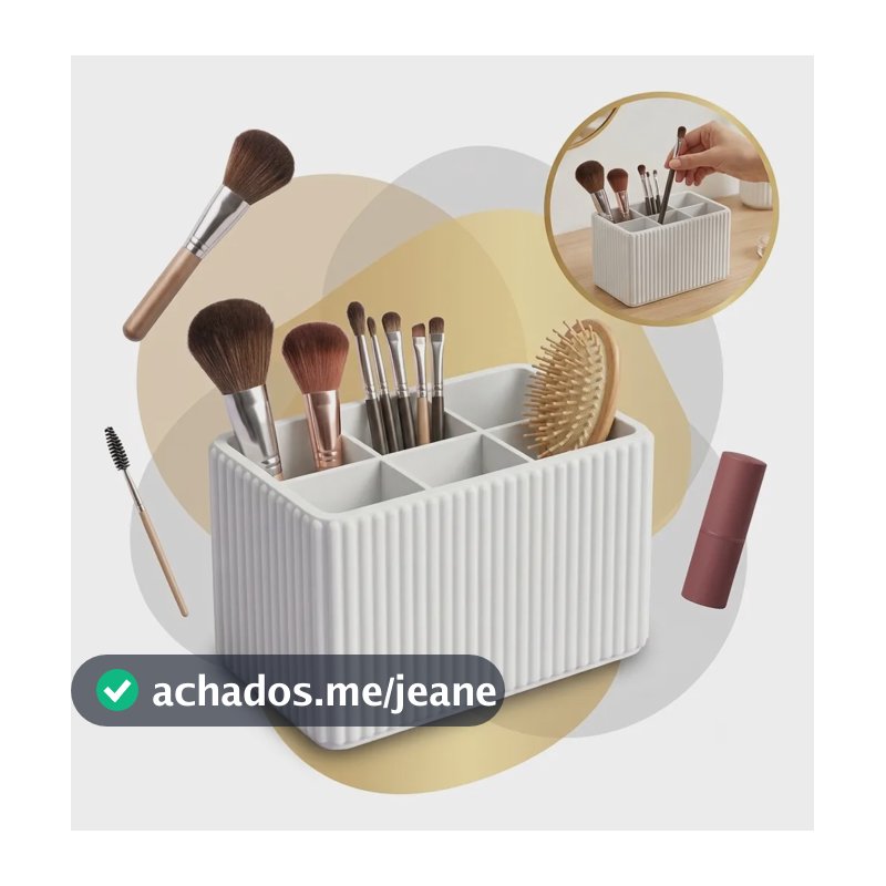 Porta Pinceis Escovas Maquiagem Penteadeira Bancada Banheiro Branco