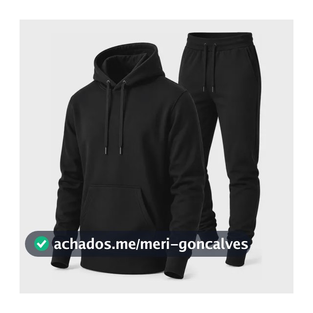 Conjunto Calça E Blusa De Moletom Liso Masculino Unissex M Preto