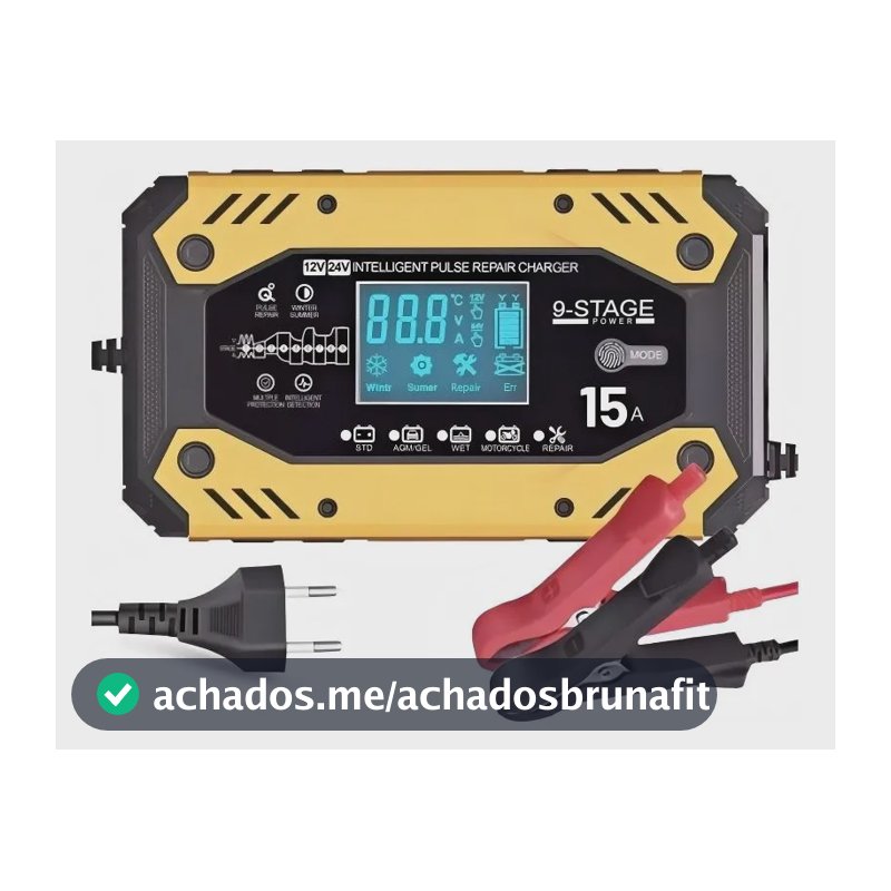 Carregador Bateria 15a Lítio Lifepo4 Chumbo Agm Gel 12v 24v
