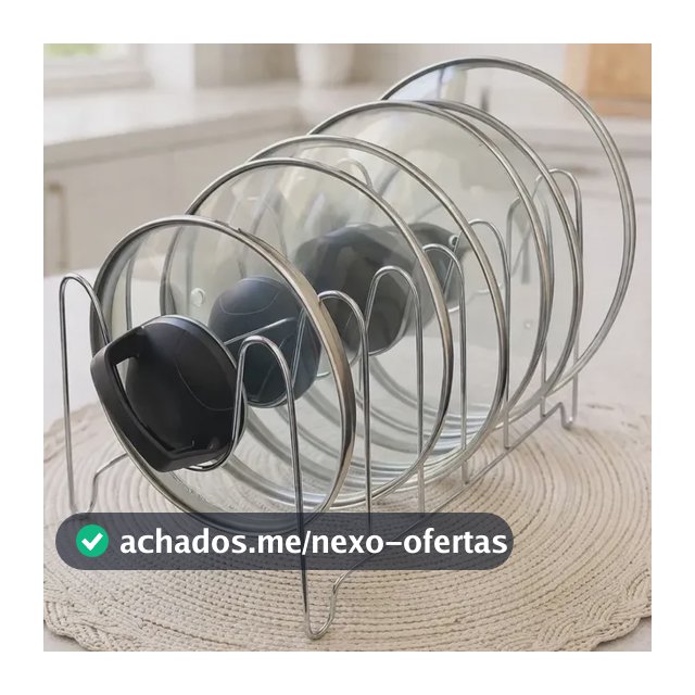 Suporte Organizador de Tampas Panela Pote Frigideira 6 Divisórias Aço Inox Cromado Boa Dica