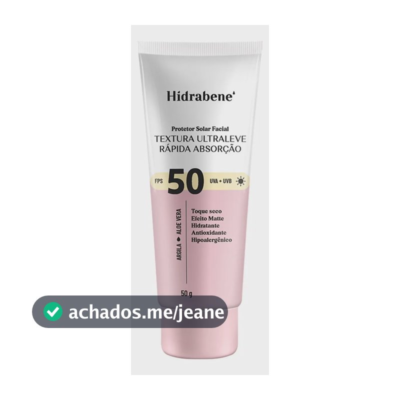 Hidrabene Protetor Solar Facial Textura Ultra Leve Fps50 Todo Tipo de Pele