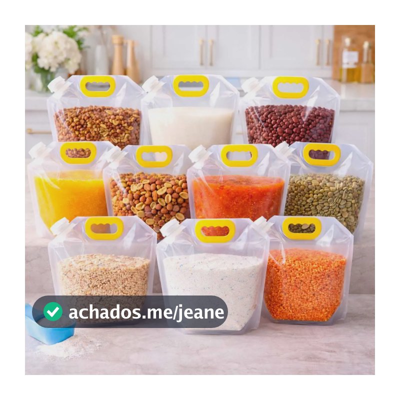 Kit 10 Sacos 5l Armazenar Castanha Nozes Arroz Feijão Açúcar Transparente