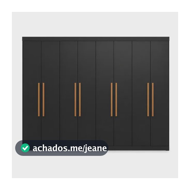 Guarda Roupa Casal 8 Portas Preto Espresso Móveis 4 Gavetas MDF 200x237x47cm