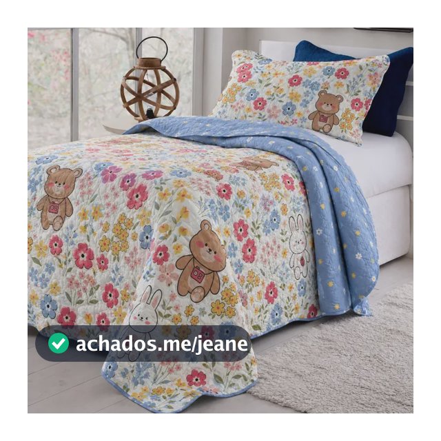 Kit Colcha Infantil Solteiro Estampada Dupla Face 2 Peças