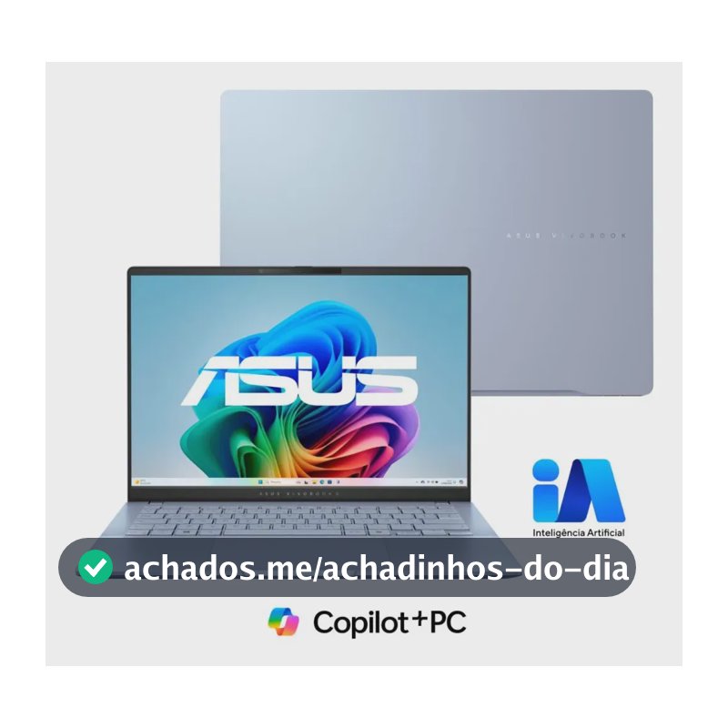 Notebook ASUS Vivobook S 14 S5406SA Copilot+ PC Intel Core Ultra 7 256 V 16GB RAM 512GB SSD Windows 11 Home 14" OLED Mist Blue QD299W