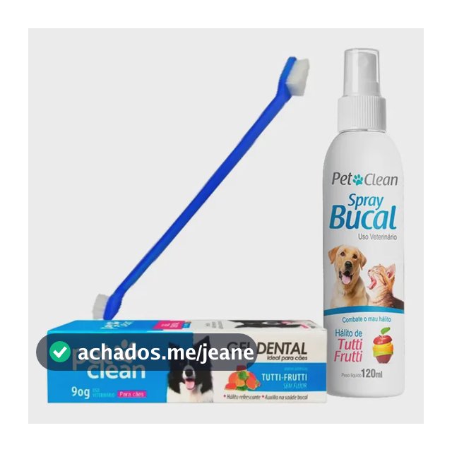 Kit Pasta De Dente Pet + Spray Bucal + Escova Dental Dupla