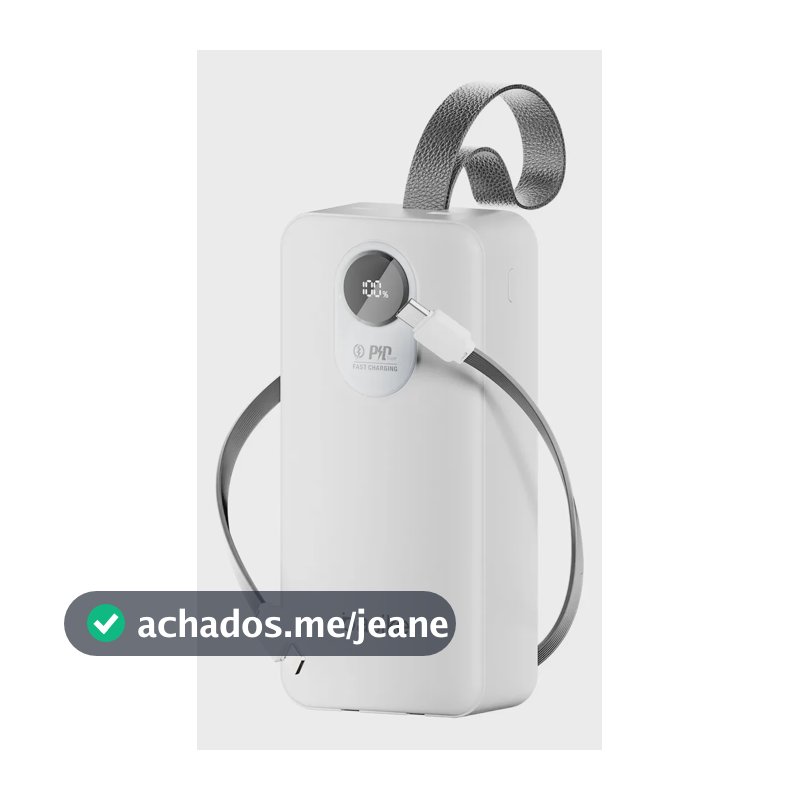 Power Bank Basike Portátil 30000mAh com Carga Rápida 22.5W e Cabos Embutidos para iPhone e Samsung