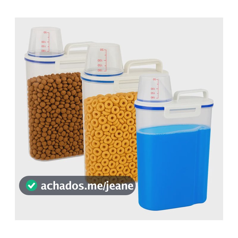 Kit 3 Potes Herméticos 2L com Dosador Transparente Sigma Home Cozinha Lavanderia