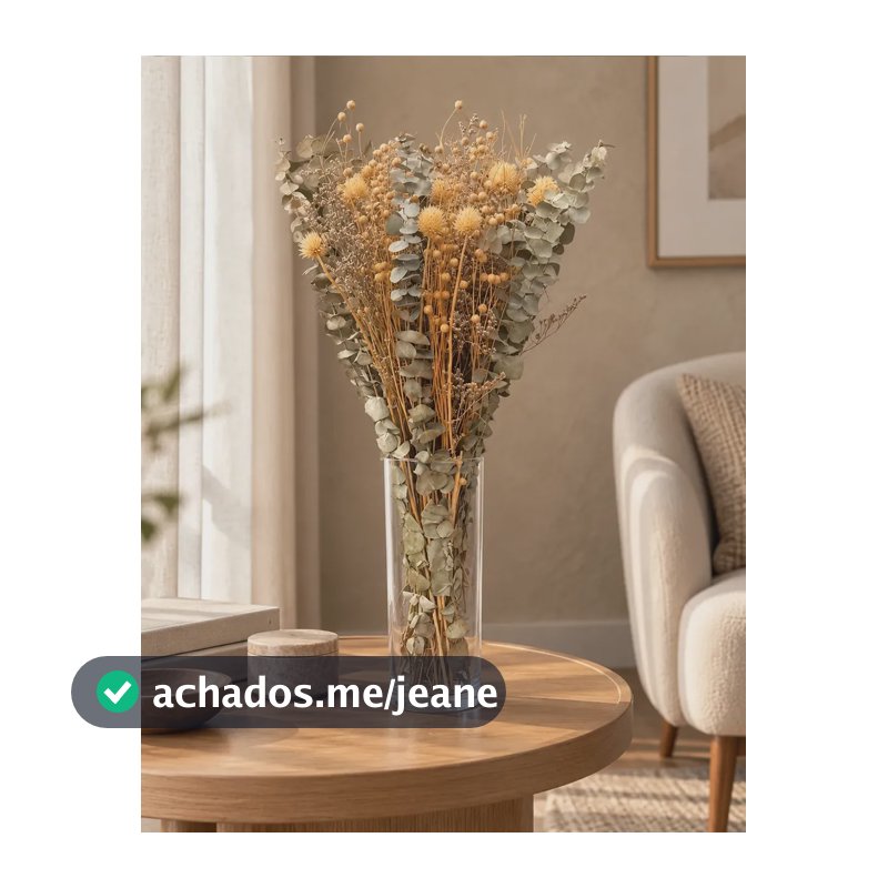 Buquê de Eucalipto e Craspédia Desidratado para Decoração Boho, 45 cm, Spagnhol Plantas