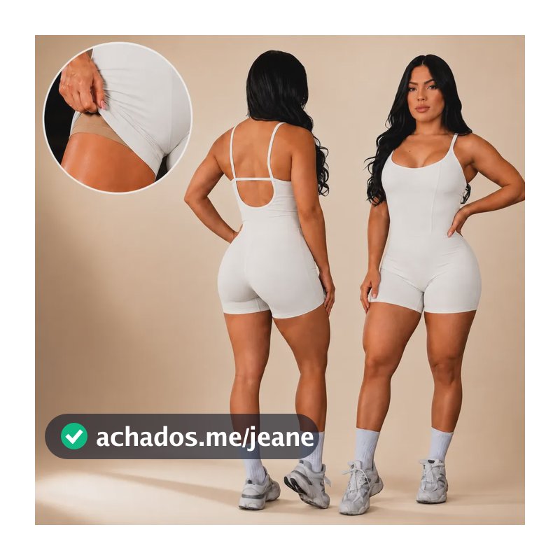 Macaquinho Academia Forrado Feminino Curto Fitness Em Suplex Branco G (40-42)