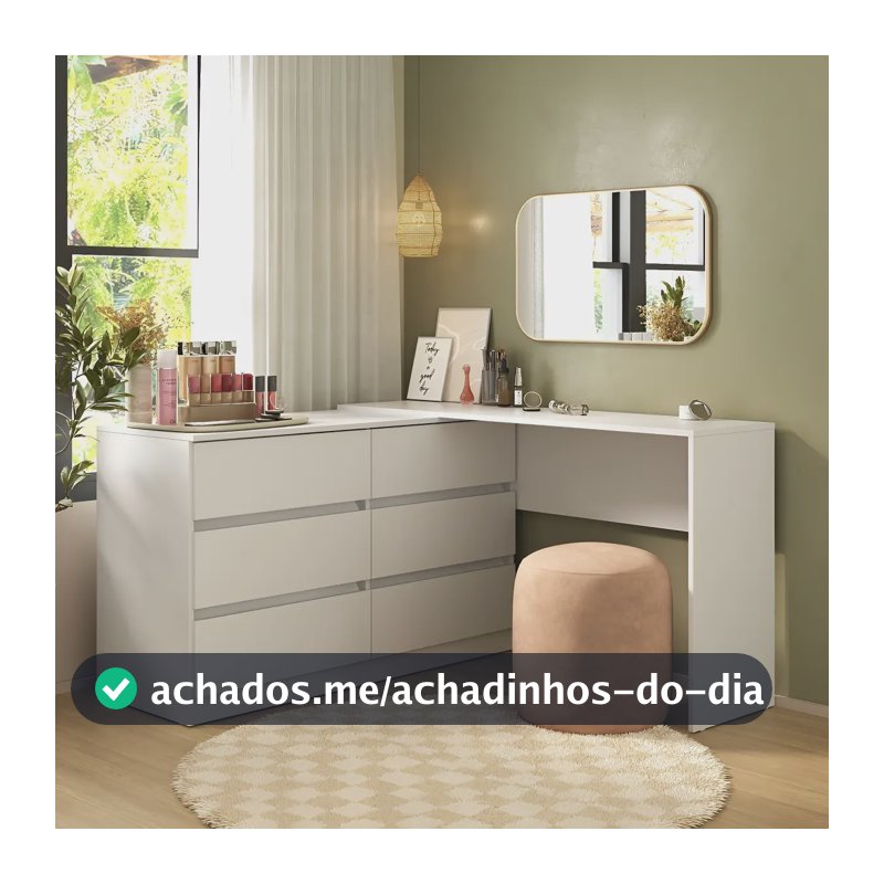 Penteadeira de Canto 120cm 6 Gavetas Flex Multimóveis MP4404 Branco