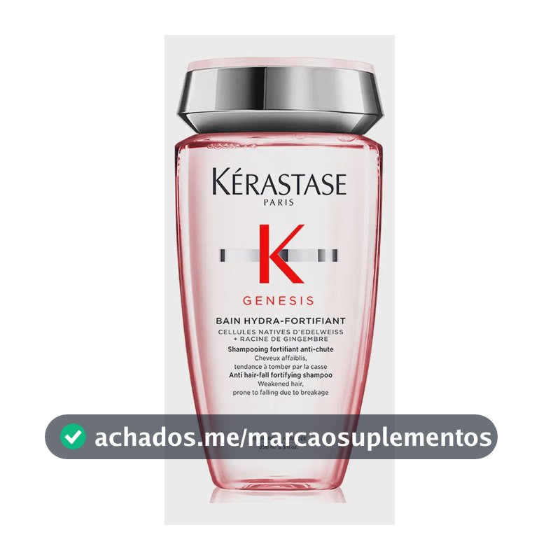 Shampoo Antiqueda Fortificante com Células Nativas de Edelweiss e Raiz de Gengibre para Cabelos Oleosos, Finos ou Normais, Genesis Bain Hydra-Fortifiant Kérastase, 250ml