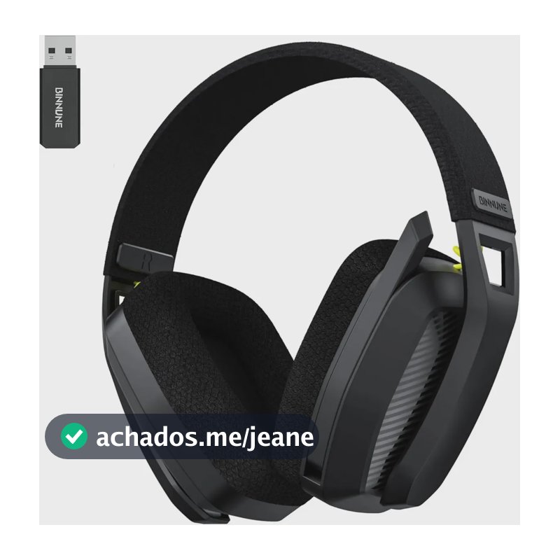 Headset Binnune BW06 Sem Fio 2.4 GHz e Bluetooth, com Microfone e 63h de Bateria