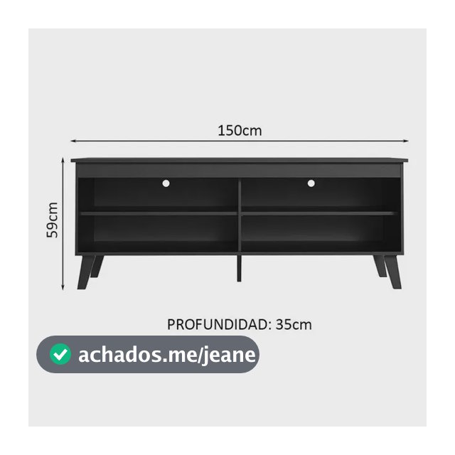 Rack Para Tv Até 65 Polegadas Com Pés Turim Madesa Cor Preto XM6997