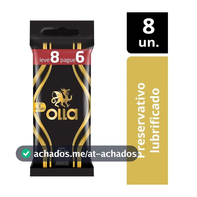 Preservativo Lubrificado Olla Pacote Leve 8 Pague 6 Unidades