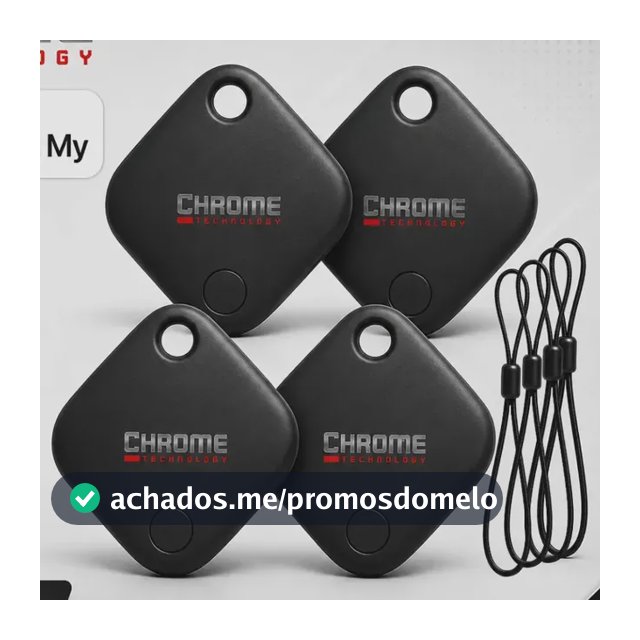 Chaveiro Localizador Smart Tag Kit 4 Rastreador Ios Apple Gps Com Cordão Chaveiro Cor Preto Compatível Com iPhone Chrome Technology