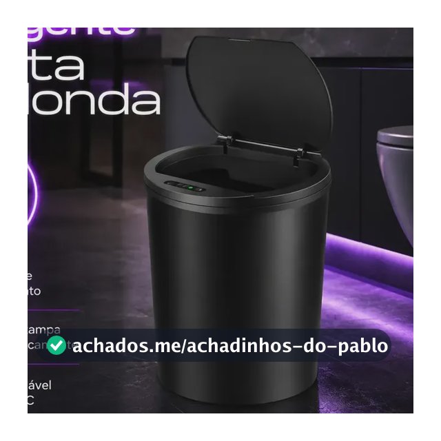 Lixeira Inteligente Smart 16l Automática Recarregável Preto Sensor Banheiro E Cozinha Moderna