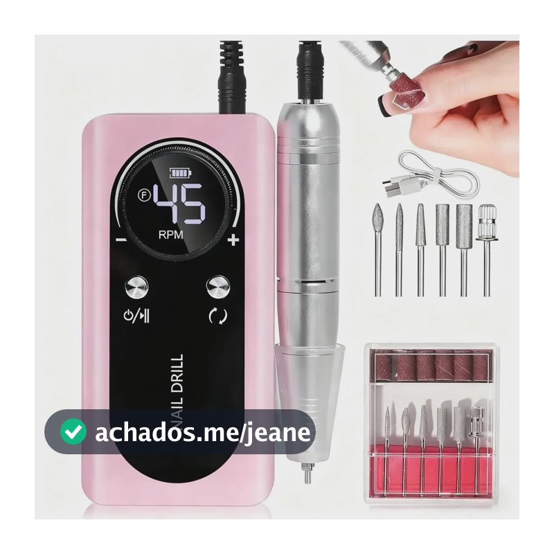 Lixadeira de Unha Elétrica COZYSOUND Portátil Profissional 45000 RPM sem Fio para Acrílico e Gel