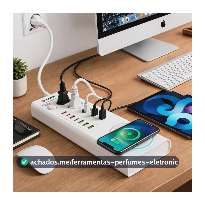 Extensão Filtro Linha Turbo Pd Régua 20 5 Tomada Usb Indução Branco 110250v