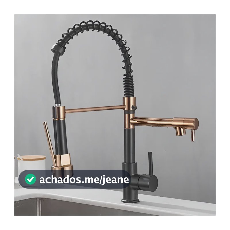 Torneira Gourmet Monocomando Cozinha 53cm Spray Rosé Preto