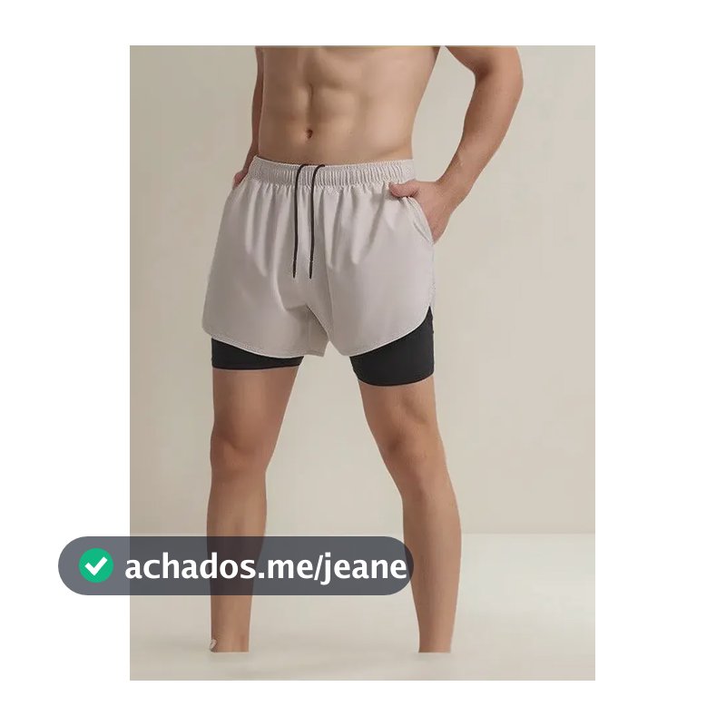 Shorts De Corrida Esportiva 2 Em 1 Para Homens A Cinza Xxg