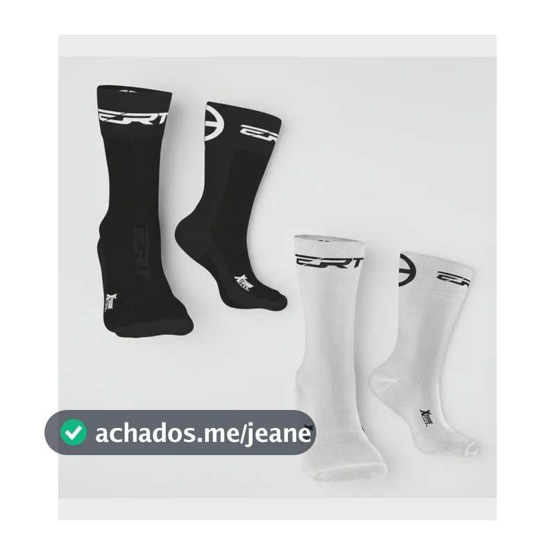 Kit 2 Pares Meia Ciclismo Ert Cano Médio Unissex Mtb Speed Preto/branco Liso 38-42