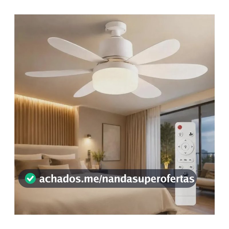 Ventilador De Teto E27 120w 52cm Bivolt Controle Remote 52 Cm