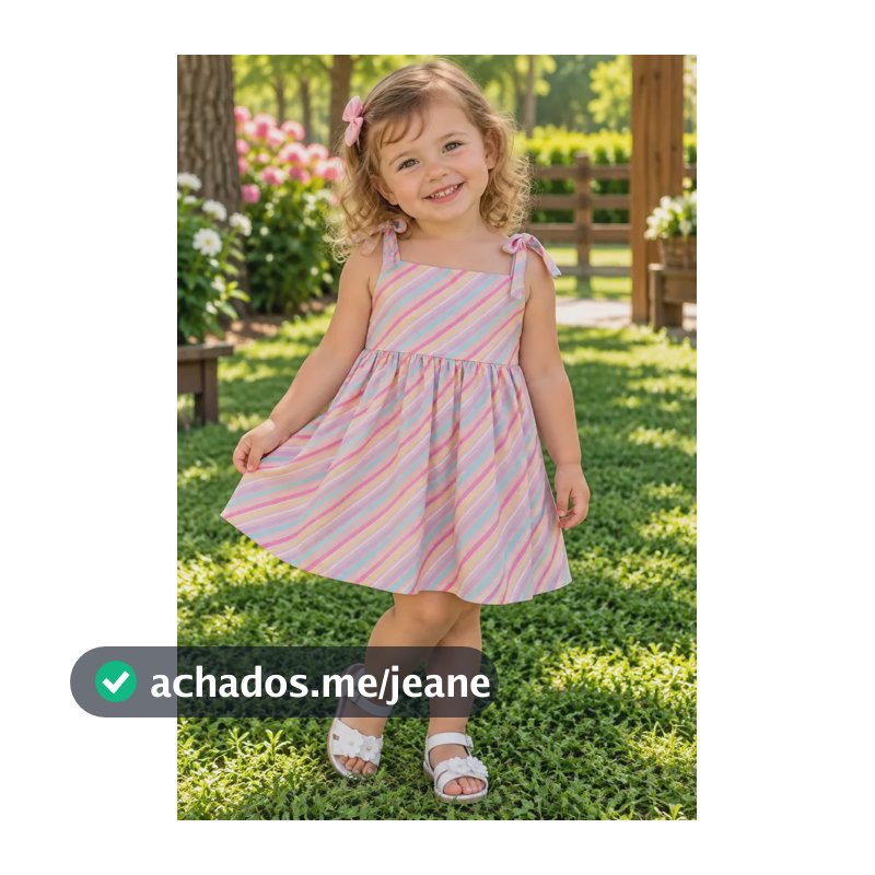 Vestido Infantil De Verão Com Lacinho Multicolorido Listras 4 Anos