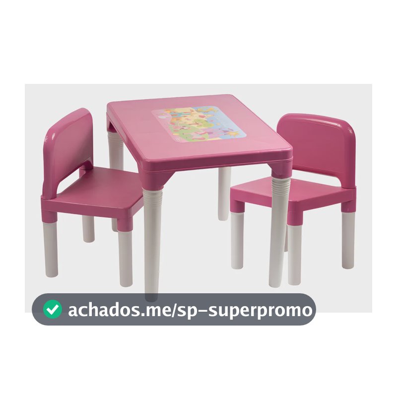 Mesa Infantil Atividades Plástico 2 Cadeiras Rosa Kids Baby Hercules