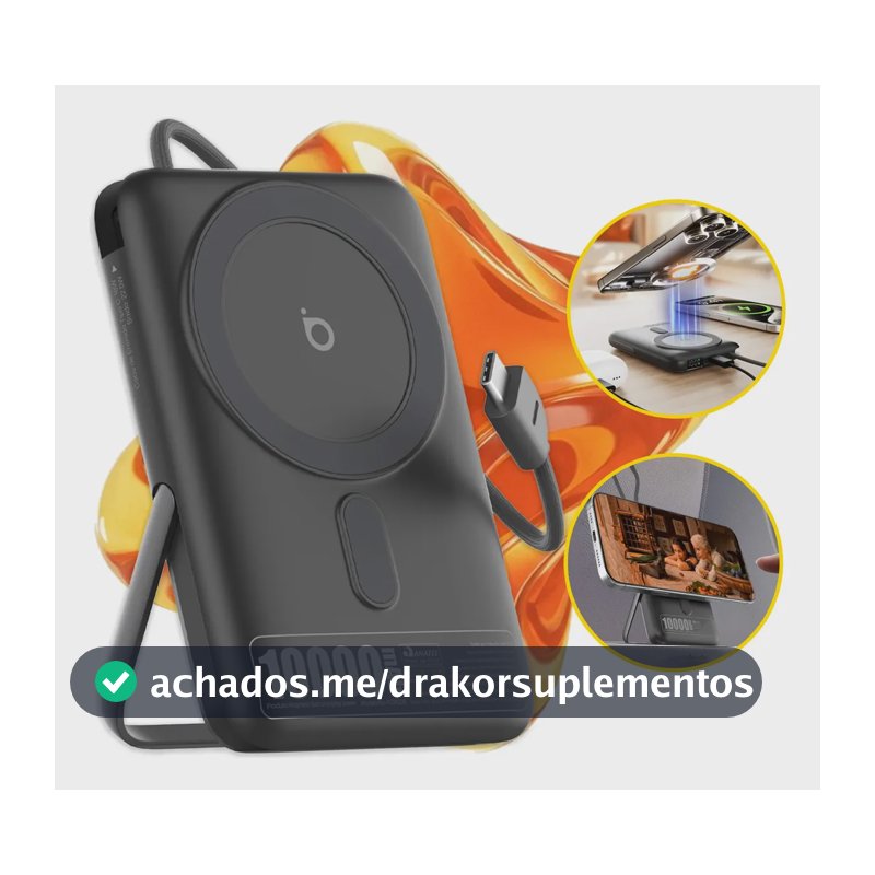Basike Carregador Portátil Power Bank B205 Magsafe 10000mah PD 22.5w Turbo Rápido PD Tipo C USB C Sem Fio Universal Potente Com Display Para iPhone 15/16/17 Pro Max Samsung Galaxy S24 S25 Ultra Z Fold